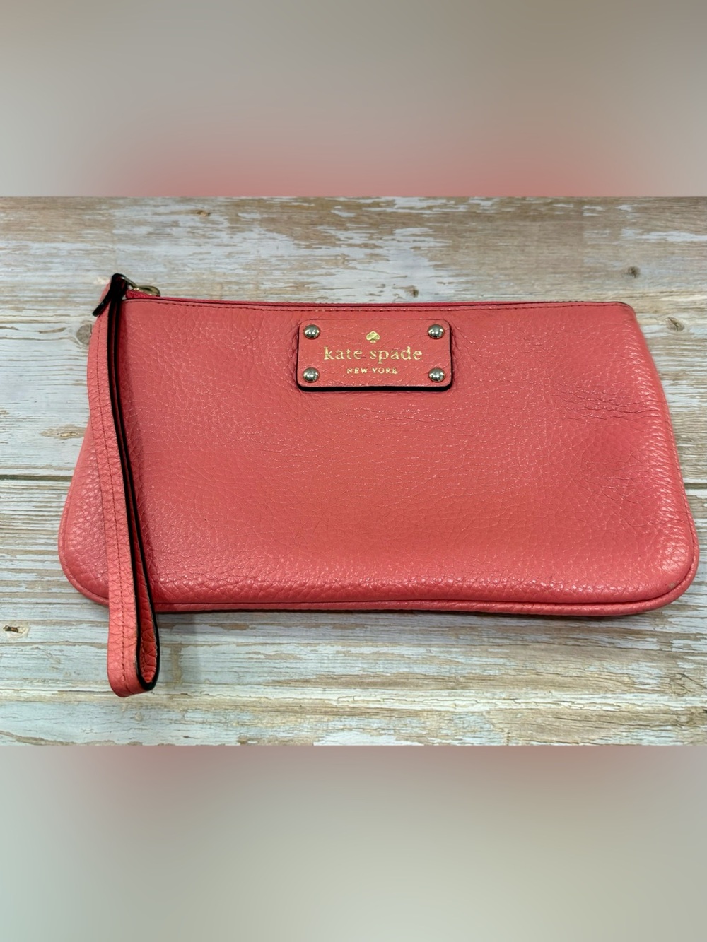 ♠️ kate spade Berkshire Road Zippered Chrissy Pebbled Leather Wristlet Pink ♠️